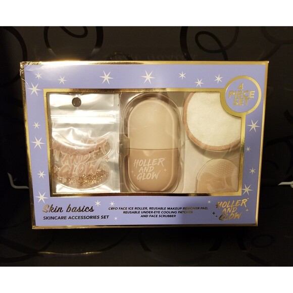 4 Pieces Holler and Glow Spa Facial Tools Basic Skincare Accessories Gift Set - Picture 1 of 4